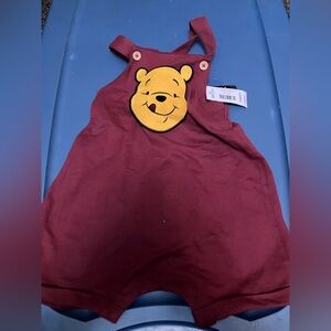 Disney Kids Burgundy Pooh Bear Romper